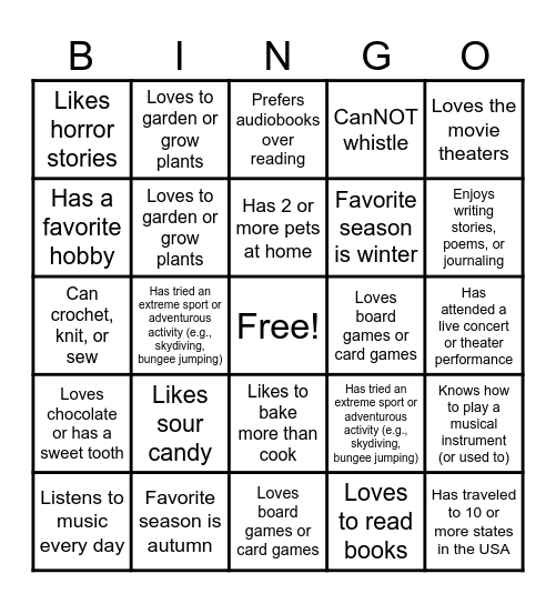 Get to Know Your Colleagues Bingo Card