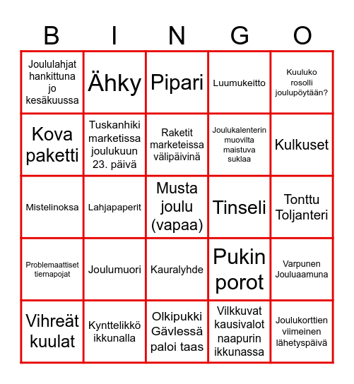 PIKKUJOULU BINGO Card