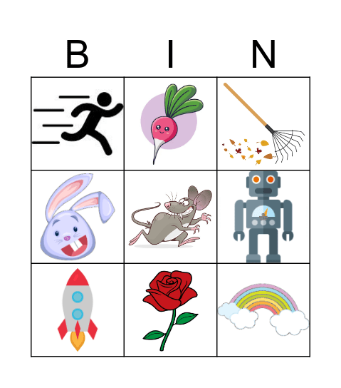 Letter R Bingo Card