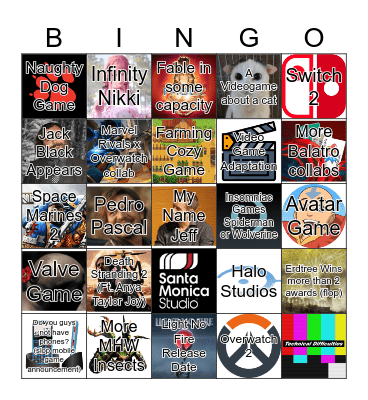 The Game Awards 2024 Bingo Card
