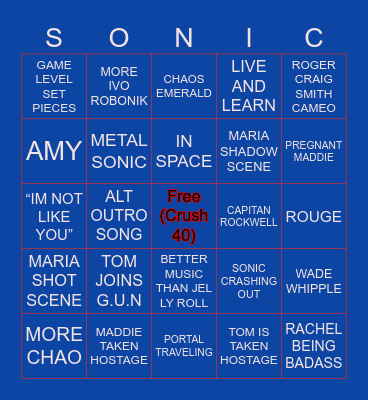 SONIC 3 BINGO Card