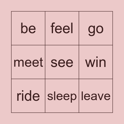 irregular verbs Bingo Card