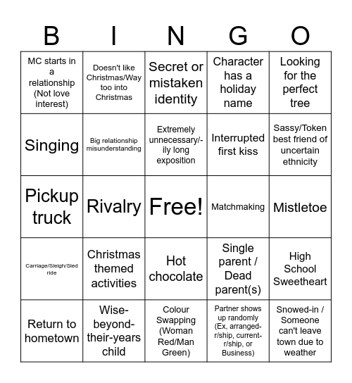 Hallmark Christmas Bingo Card