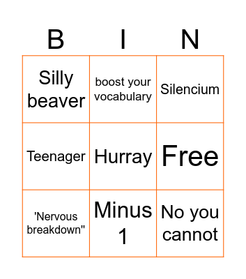 Hopkins Bingo Card