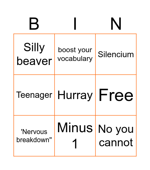 Hopkins Bingo Card
