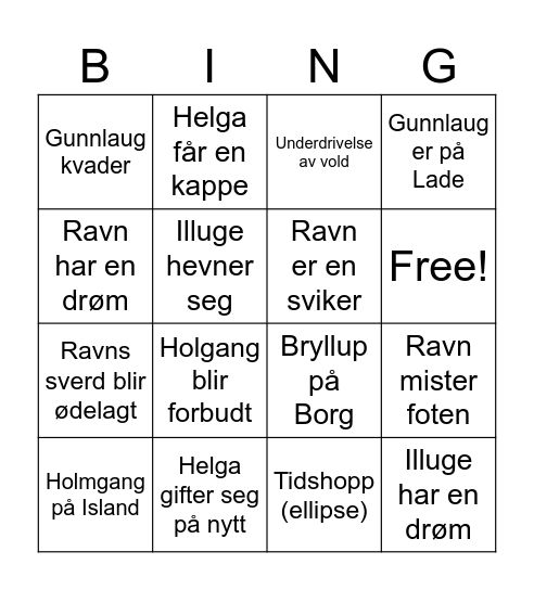 Gunnlaug Ormstunge Bingo Card