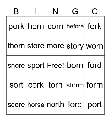 or Bingo Card