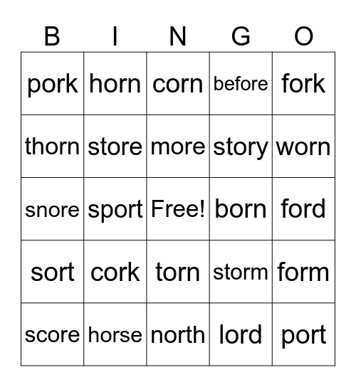 or Bingo Card