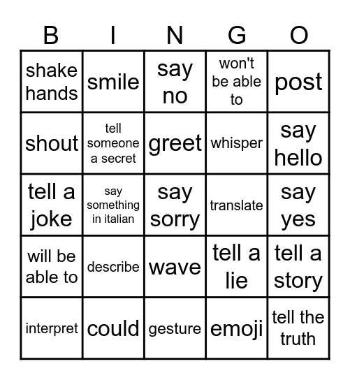 COMMUNICATION Bingo Card