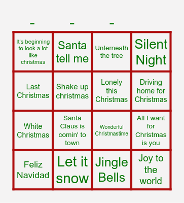 KERSTLIEDJES Bingo Card