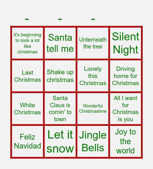 KERSTLIEDJES Bingo Card