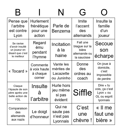 LYON Bingo Card