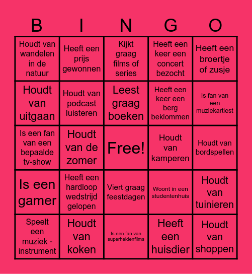 HANd in HANd Bingo Card