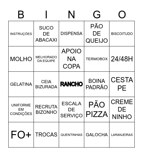 BINGO DO RANCHO Bingo Card