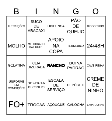 BINGO DO RANCHO Bingo Card