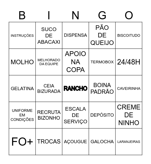 BINGO DO RANCHO Bingo Card