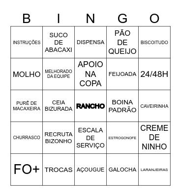 BINGO DO RANCHO Bingo Card