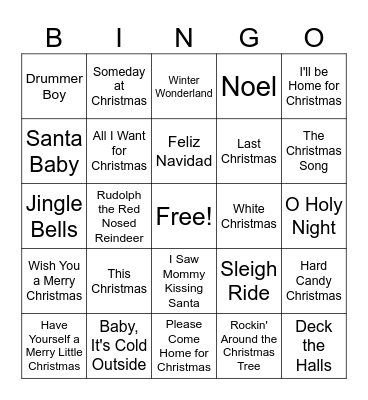 Christmas Music Bingo Card