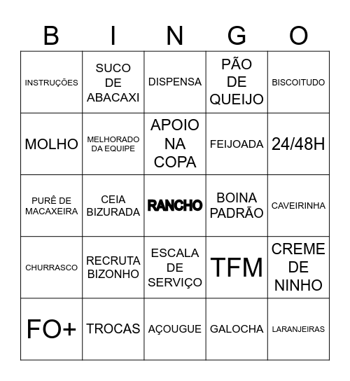 BINGO DO RANCHO Bingo Card