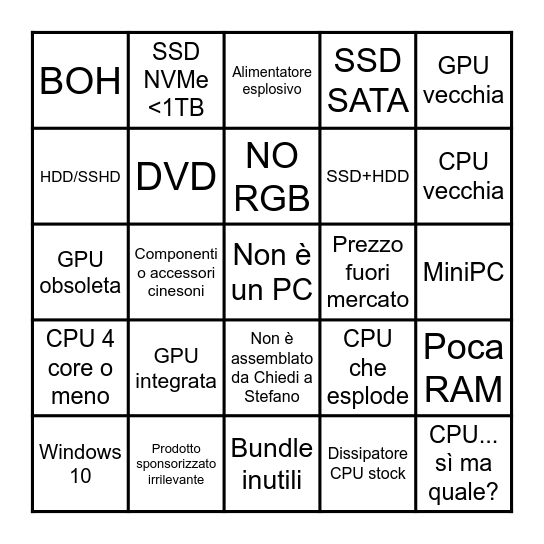 TombolaTech - PC fisso gaming Bingo Card