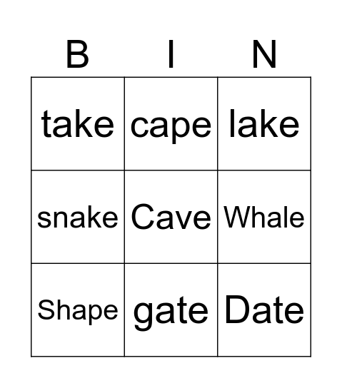 a_e Bingo Card