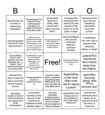 1st Semester Final Exam Bingo Card