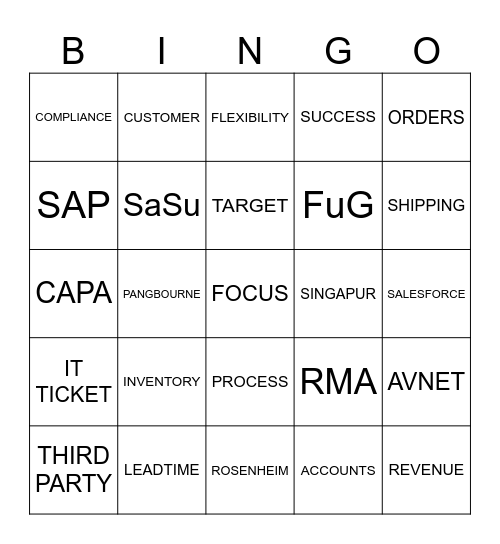 XP Bingo Card