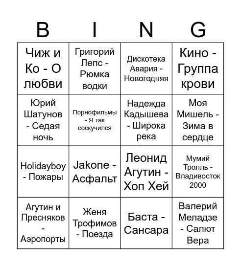 МАМА БИНГО Bingo Card