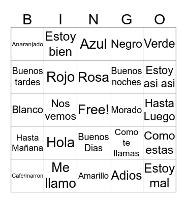 Spanish Bingo Baker Bingo Card