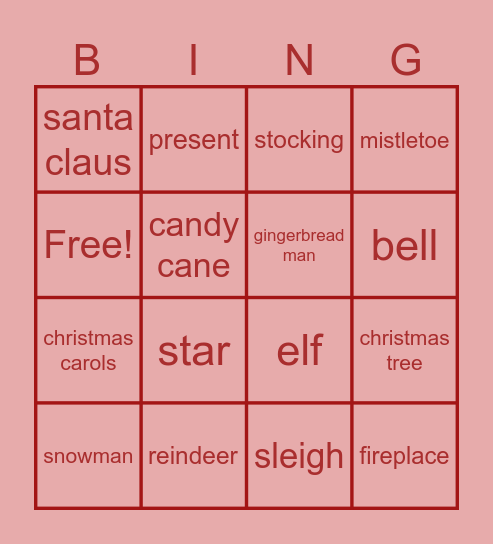 CHRISTMAS BINGO Card