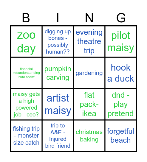 Maisy Bingo Card