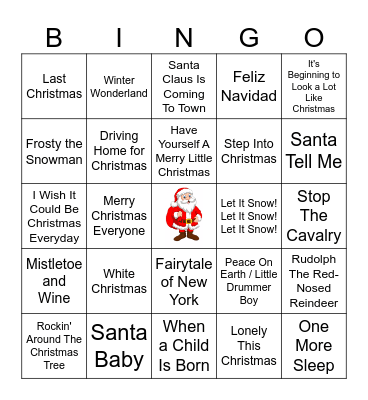 Christmas Song Bingo Card
