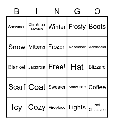 Winter Wonderland Bingo Card