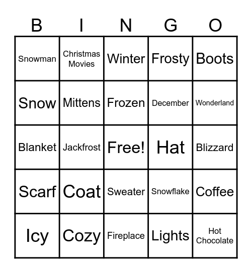 Winter Wonderland Bingo Card