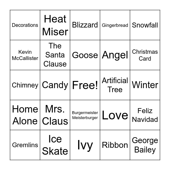 Christmas Bingo Card