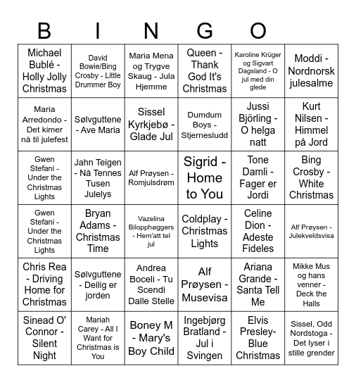 MUSIKKBINGO Card