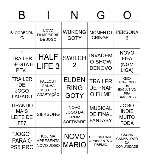 GAME AWARDS DOS CRIA Bingo Card