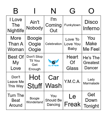 Disco Funk Fest Bingo Card