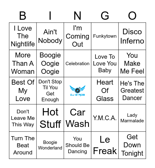 Disco Funk Fest Bingo Card