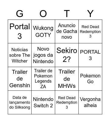 TGA 2024 Bingo Card