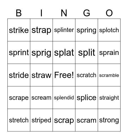3 - LETTER BLENDS Bingo Card