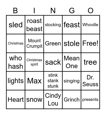 Grinch Bingo Card