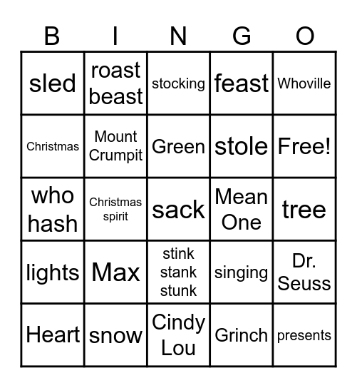 Grinch Bingo Card