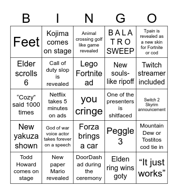 GAME WARDS Bingo Card