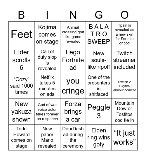 GAME WARDS Bingo Card