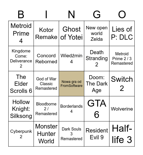 TGA 2024 Bingo Card