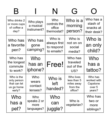 Office Bingo Card