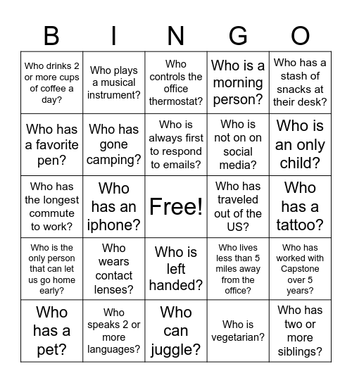 Office Bingo Card