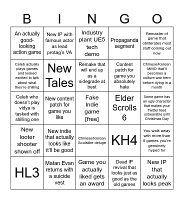 TAL’s Unofficial Gamawards Bing Bingo Card