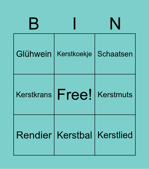 Kerst Bingo SGR20 Bingo Card